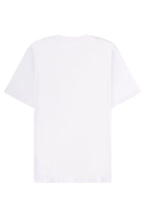 Diesel men’s white cotton t-shirt with relaxed fit and short sleeves perfect for casual wear