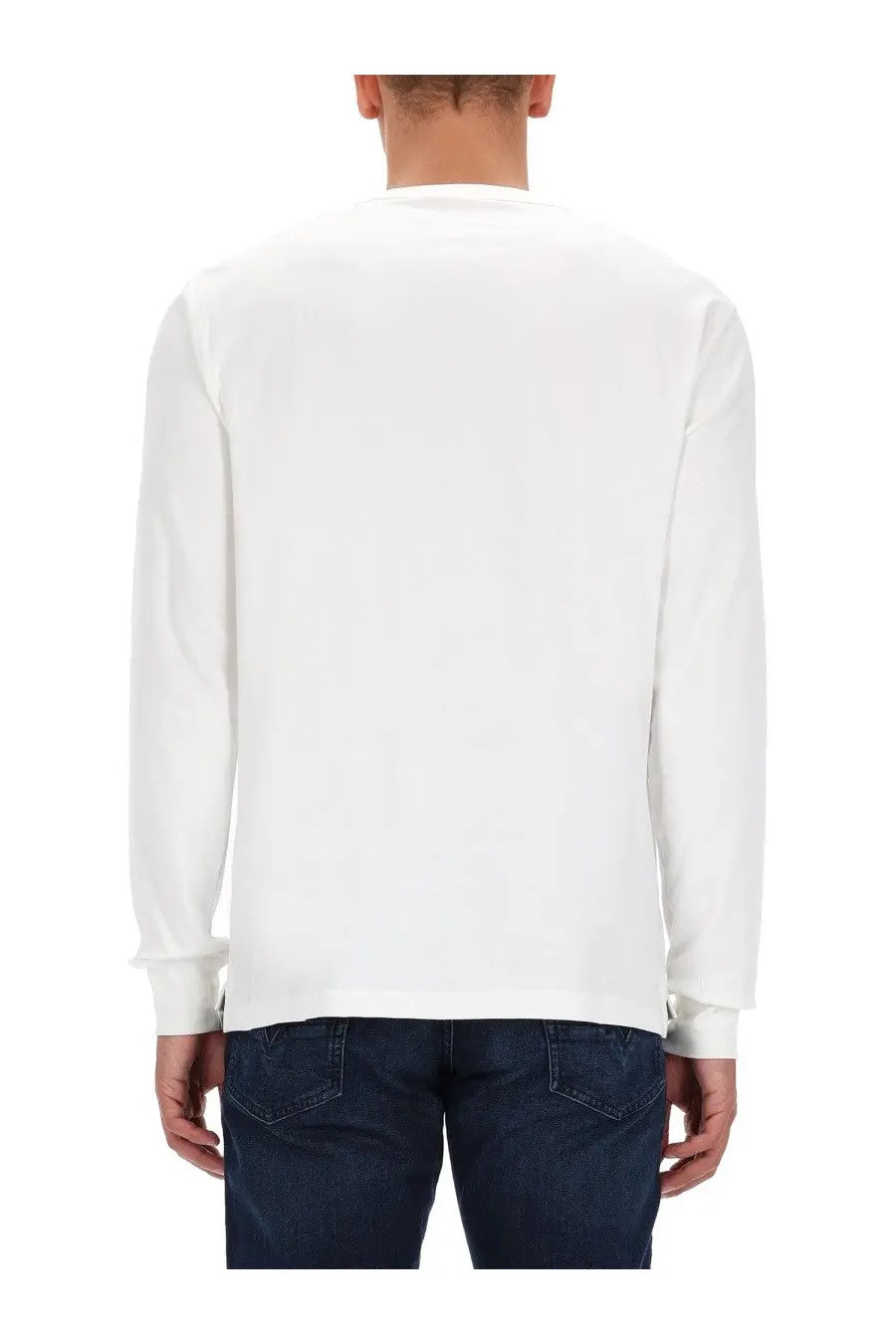 Diesel men’s white long-sleeved crew neck shirt made of comfortable fabric for casual and versatile wear