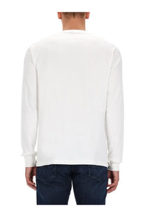Diesel men’s white long-sleeved crew neck shirt made of comfortable fabric for casual and versatile wear