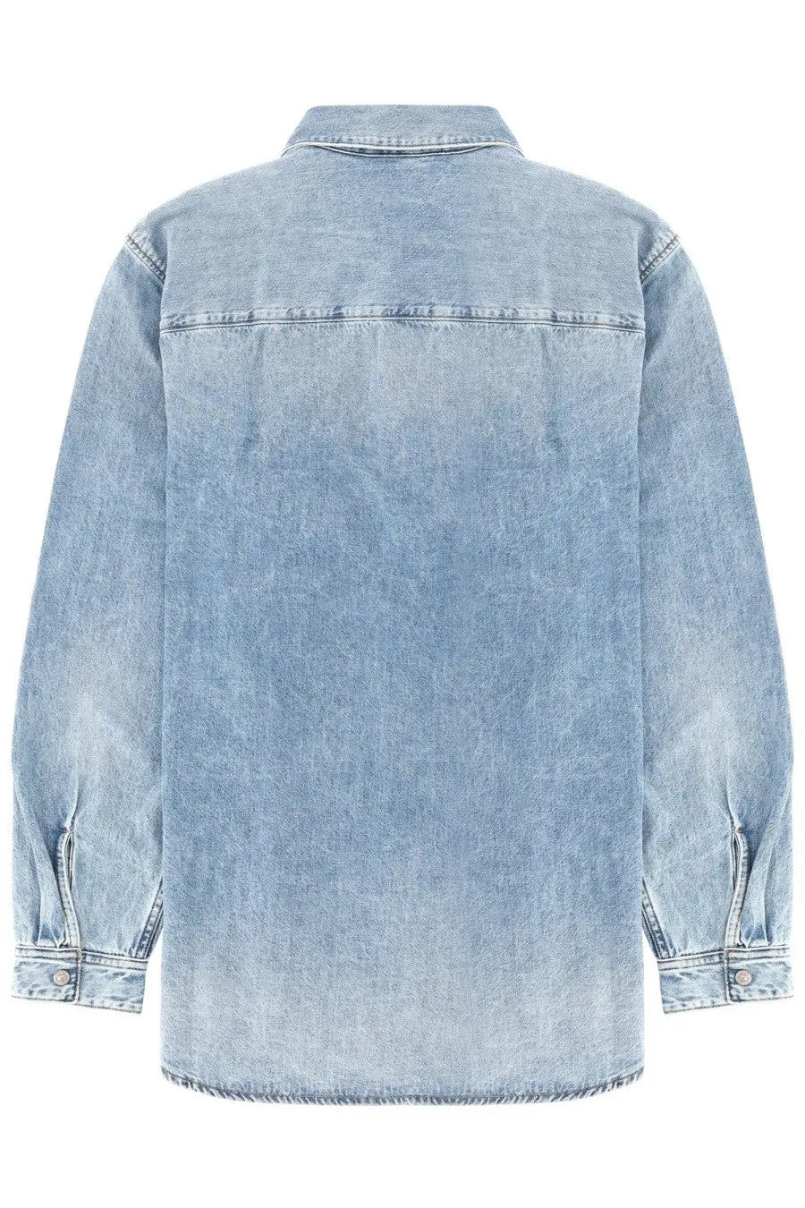 Diesel men’s simply shirt blue light-wash denim shirt with relaxed fit and classic button-down collar