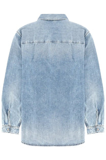 Diesel men’s simply shirt blue light-wash denim shirt with relaxed fit and classic button-down collar