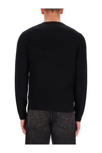 Diesel men’s Valiam jersey black long-sleeved crewneck sweater made from soft jersey fabric