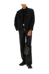 Diesel men’s vieri jersey black black leather crossbody bag with minimalist logo design for everyday use