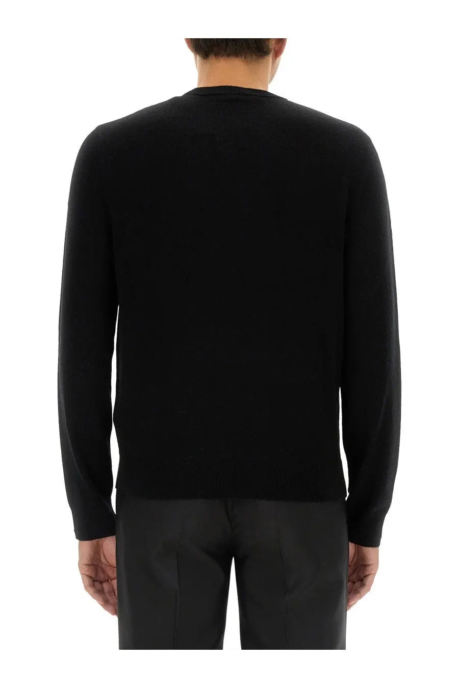 Diesel men’s vieri jersey black long-sleeved crewneck sweater made from soft jersey fabric