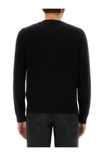 Diesel men’s vieri jersey black long-sleeved crewneck sweater made from soft jersey fabric