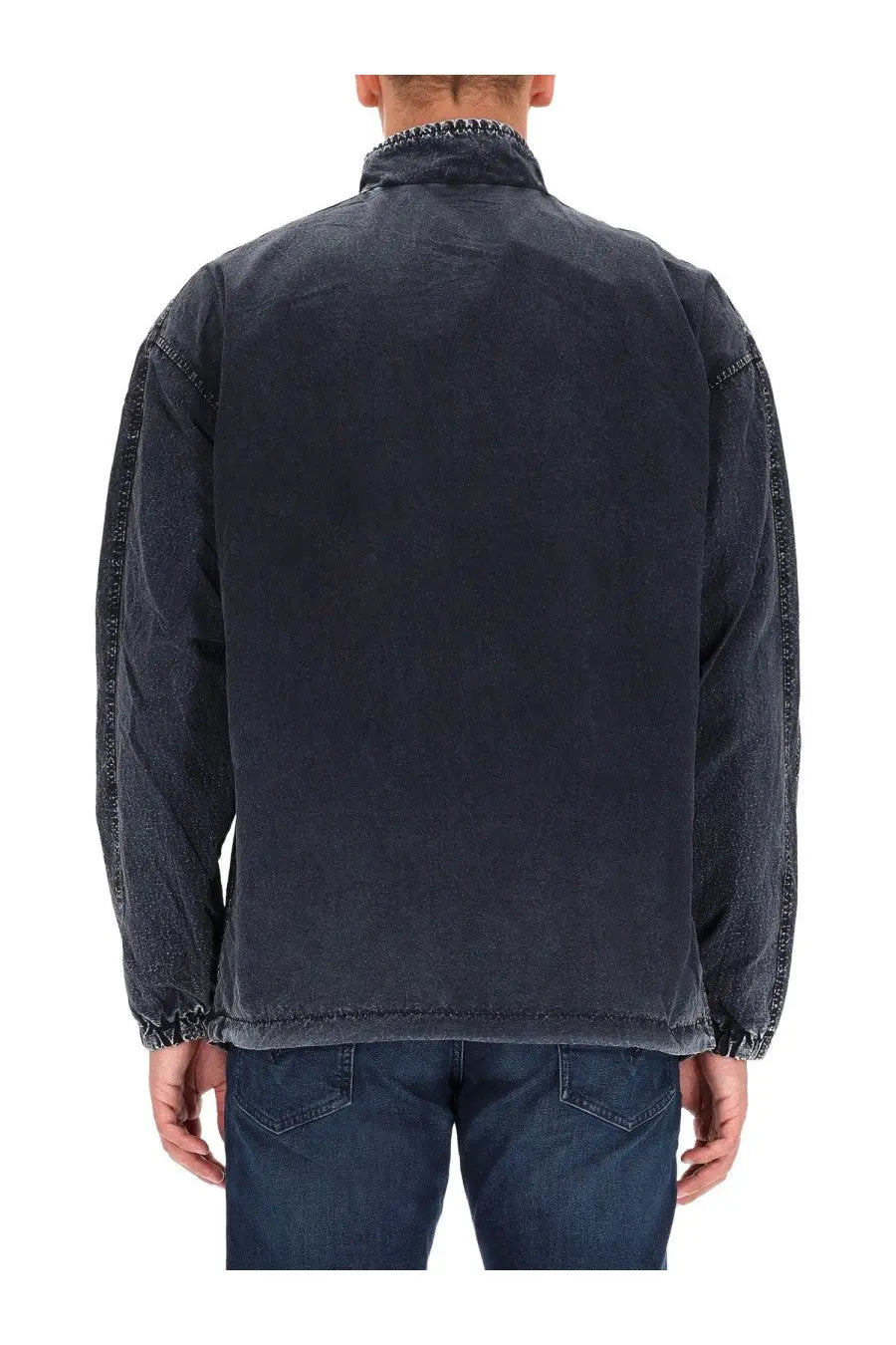 Diesel men’s Wilson jacket grey dark gray denim with reinforced stitching along sleeves and collar