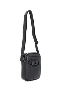 Diesel unisex bag Holi black black leather crossbody bag with sleek minimalist design and embossed logo on front