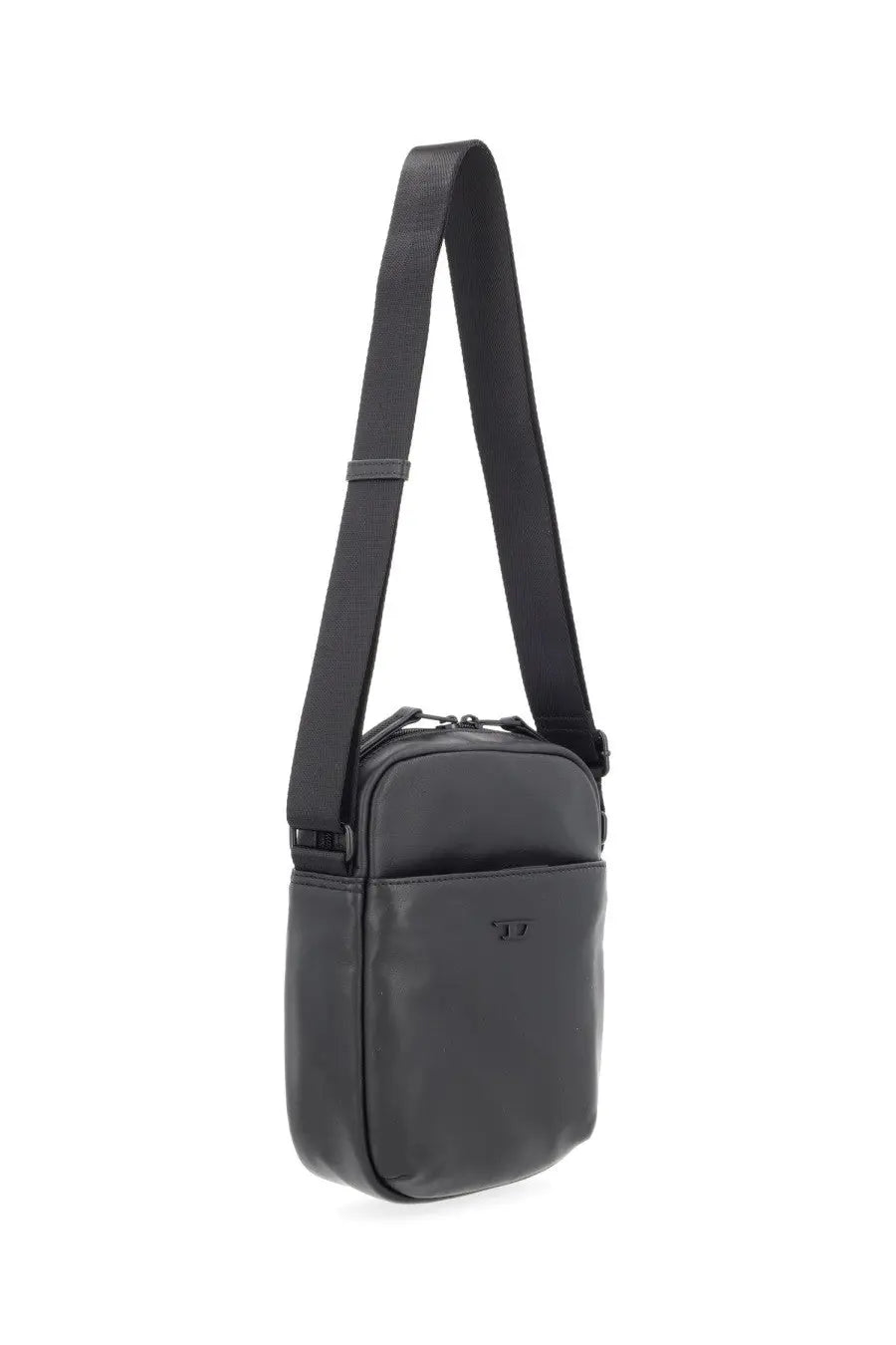 Diesel unisex rave crossbody bag black black leather with sleek minimalist design and subtle brand logo on front