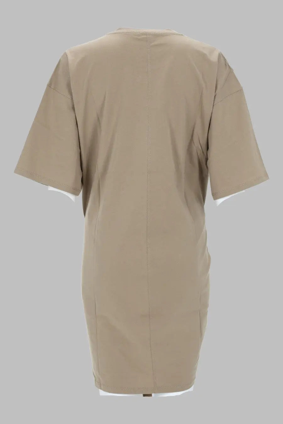 Beige oversized short-sleeved dress by Diesel with relaxed fit and subtle seam detailing for casual wear