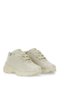 Cream-colored Diesel women’s Airspeed chunky sneakers with textured upper and matching laces in white