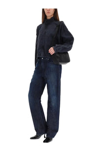 Black leather crossbody bag with sleek minimalist design and structured shape for Diesel women’s Ark jeans blue look