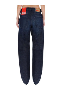 Diesel women’s ark jeans blue dark blue denim with relaxed wide-leg cut and visible stitching details front view