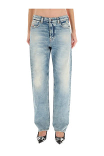 Light-wash denim diesel women’s ark jeans with a straight-leg cut and classic five-pocket design in blue