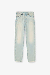 Diesel women’s Ark jeans in washed out blue denim with light-wash faded distressed look and subtle leg fading