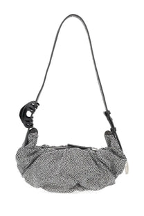 Diesel women’s black shoulder bag with textured studded surface and distinctive claw clip attachment