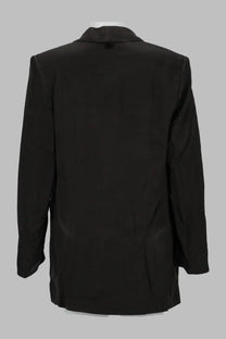 Diesel women’s black tailored blazer in viscosa fluida with a sleek structured silhouette and subtle sheen