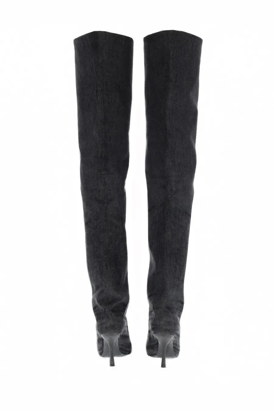 Diesel women’s boot venus black black suede over-the-knee boots with sleek high heel design shown from the back