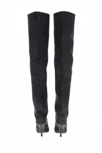Diesel women’s boot venus black black suede over-the-knee boots with sleek high heel design shown from the back