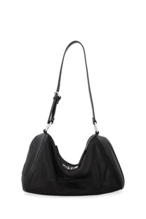 Diesel women’s borsa load con black black leather hobo bag with curved top and silver toned hardware