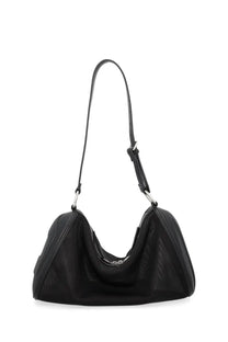 Diesel women’s borsa load con black black leather hobo bag with curved top and silver toned hardware