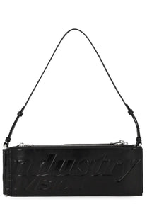 Diesel women’s borsa spalla flag black rectangular black glossy leather handbag with embossed industry lettering and adjustable strap