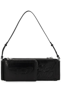 Diesel womens borsa spalla flag black rectangular crossbody bag with embossed logo and dual zippers in leather
