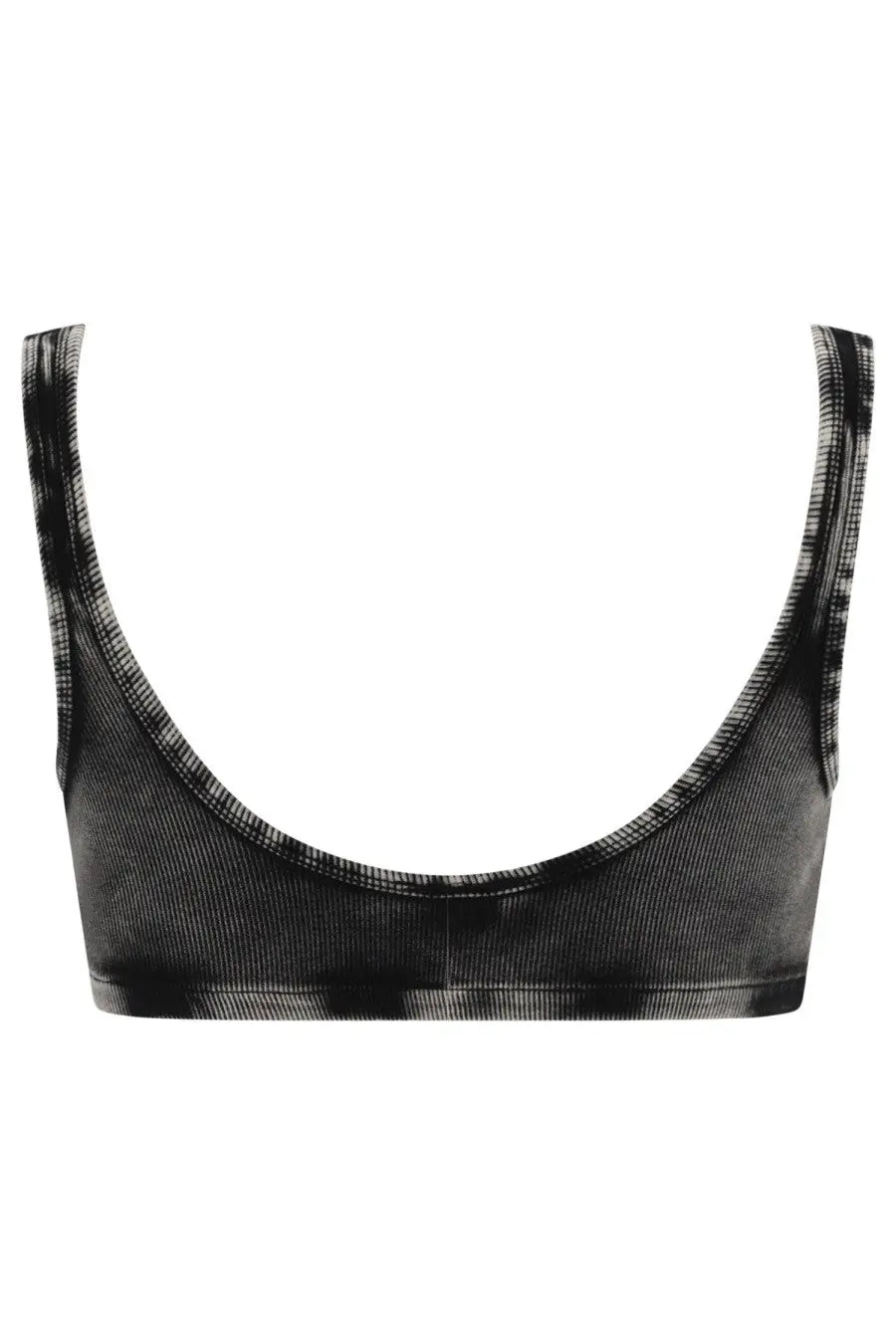 Diesel women’s bra Florence Dnm grey black tie-dye ribbed crop top with thin straps in soft fabric