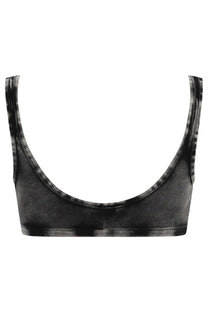 Diesel women’s bra Florence Dnm grey black tie-dye ribbed crop top with thin straps in soft fabric