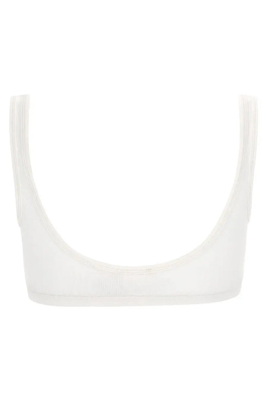 Diesel women’s bra Florence Dnm white crop top with thin straps and ribbed texture in minimalist design