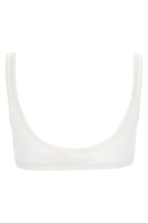 Diesel women’s bra Florence Dnm white crop top with thin straps and ribbed texture in minimalist design