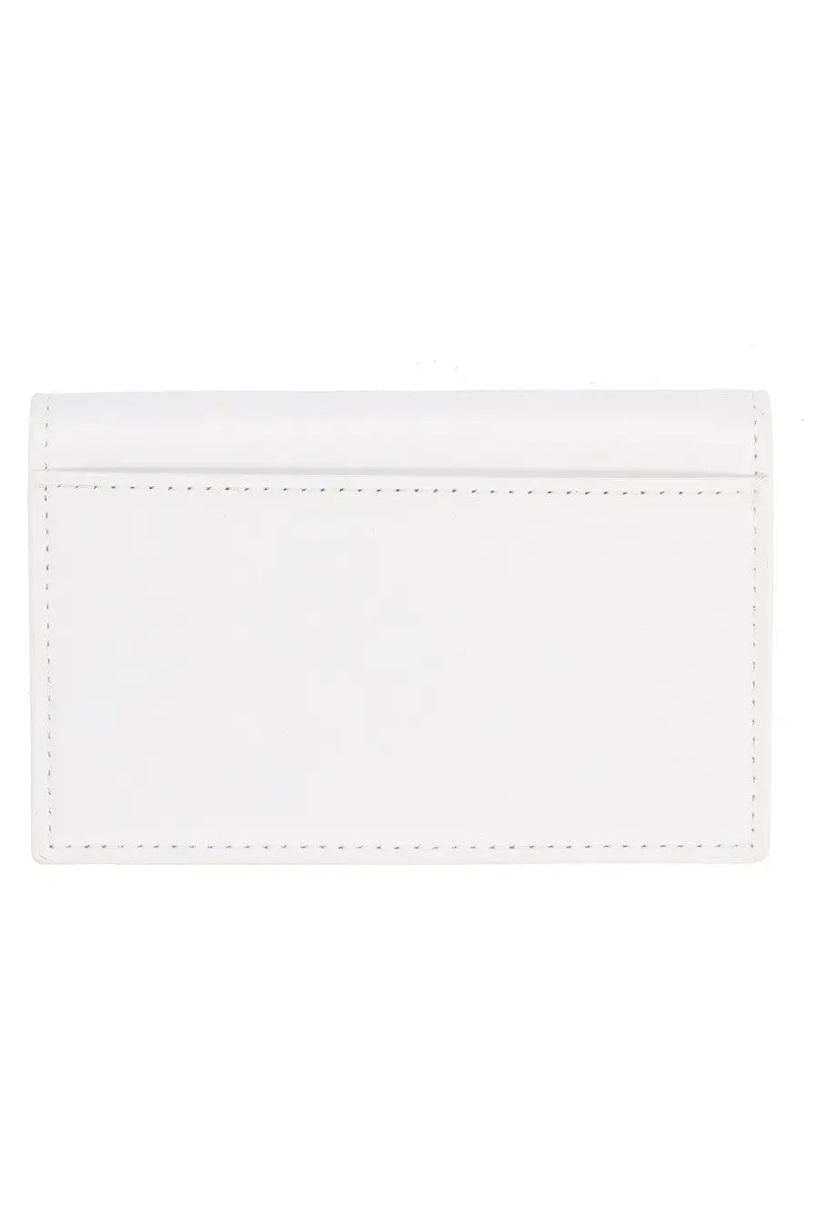 Diesel women’s white patent leather card holder with precise stitching along the edges