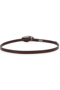 Diesel women’s cintura rop con brown leather belt with sleek silver-toned oval buckle