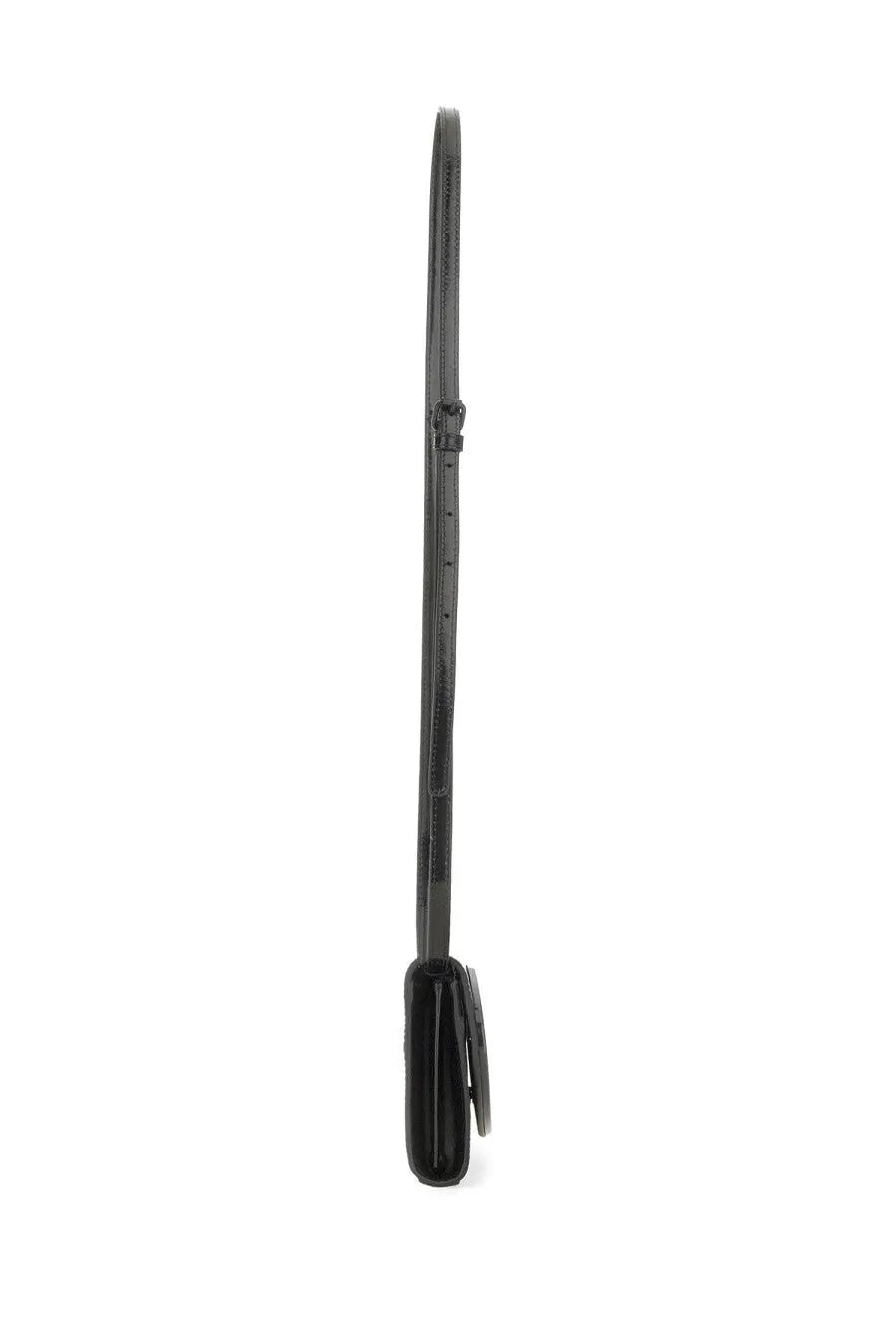 Diesel women’s clutch 1DR black leather crossbody bag with sleek minimalist design and subtle textured strap pattern