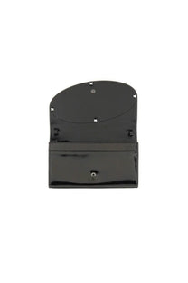 Diesel women’s clutch 1DR black black patent leather with silver-tone hardware and minimalist design
