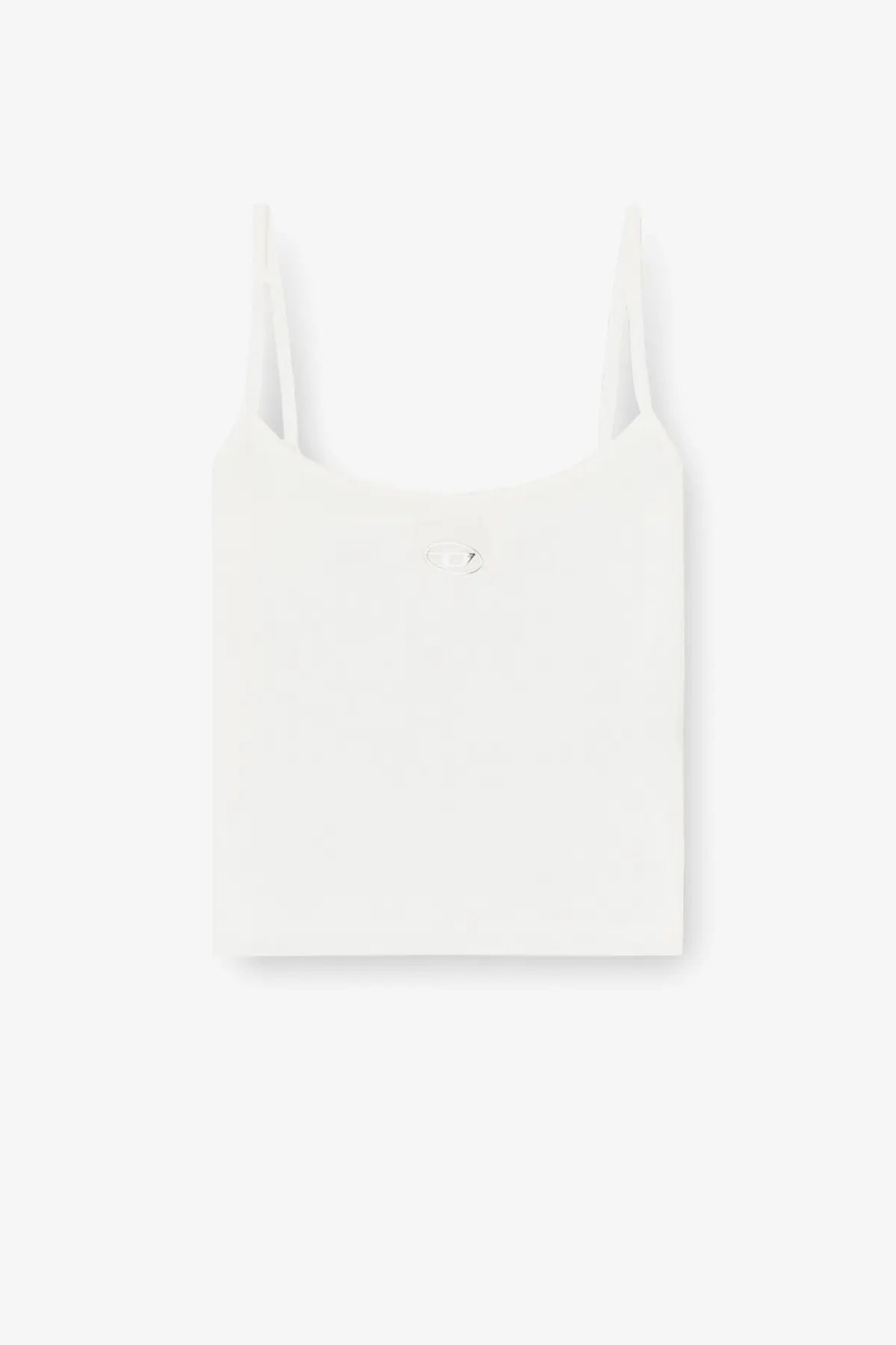 Diesel women’s white cotton spaghetti strap crop top with minimalist design and subtle logo detail