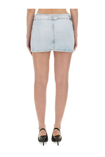 Diesel women’s DE Flip skirt blue light-wash denim mini skirt with button closure and visible stitching details