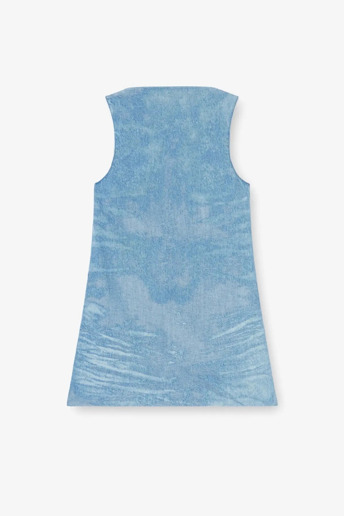 Diesel women’s de selune sleeveless light blue denim dress with subtle watercolor pattern and soft fabric