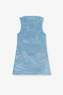 Diesel women’s de selune sleeveless light blue denim dress with subtle watercolor pattern and soft fabric