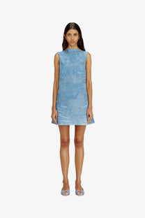 Diesel women’s de selune fsi denim dress blue sleeveless light blue velvet mini dress with subtle textured pattern