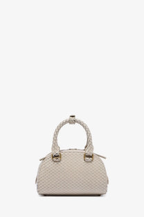 Diesel women’s dome python leather crossbody bag in beige with woven texture and structured dome shape with gold hardware