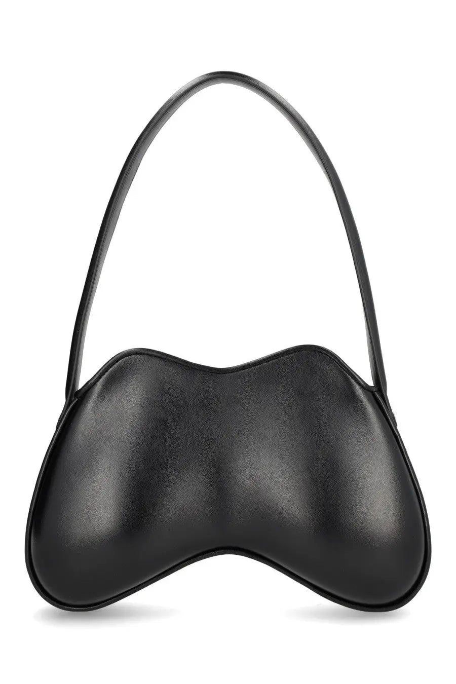 Diesel women’s double bag black leather handbag with sleek curved design and single arched handle