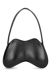Diesel women’s double bag black leather handbag with sleek curved design and single arched handle