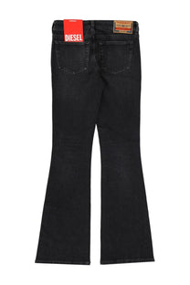 Diesel women’s ebbey black diesel flare jeans with faded wash and classic denim construction from the back side