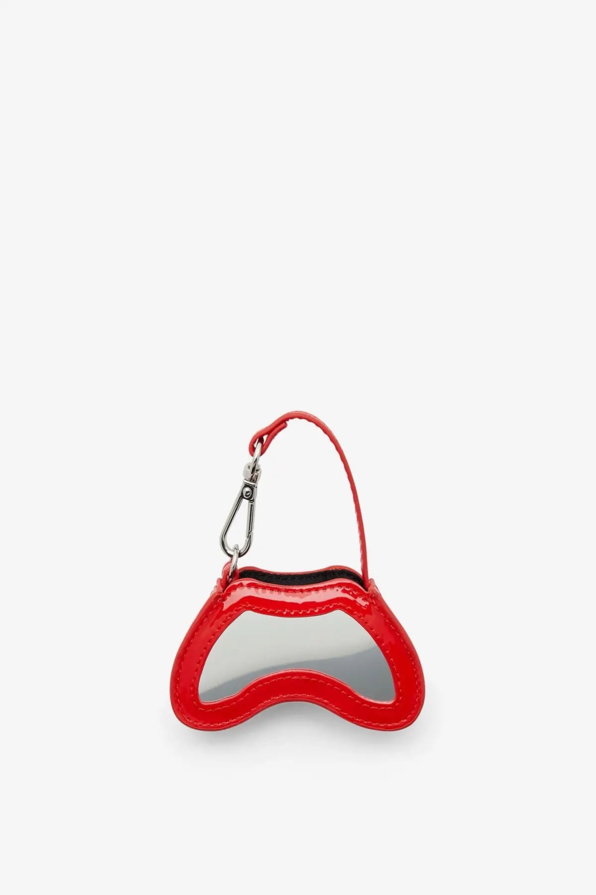 Red glossy plastic game controller shaped keychain with silver metallic clip from diesel women’s glossy play charm collection