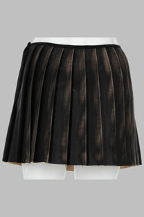 Diesel women’s gonna plissé distressed brown black pleated skirt with subtle brown marbled pattern and velvety texture