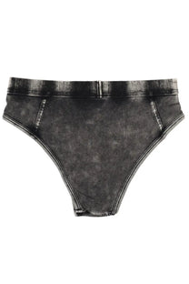 Diesel women’s hipster dnm briefs black with faded distressed denim texture and contrasting white stitching along seams