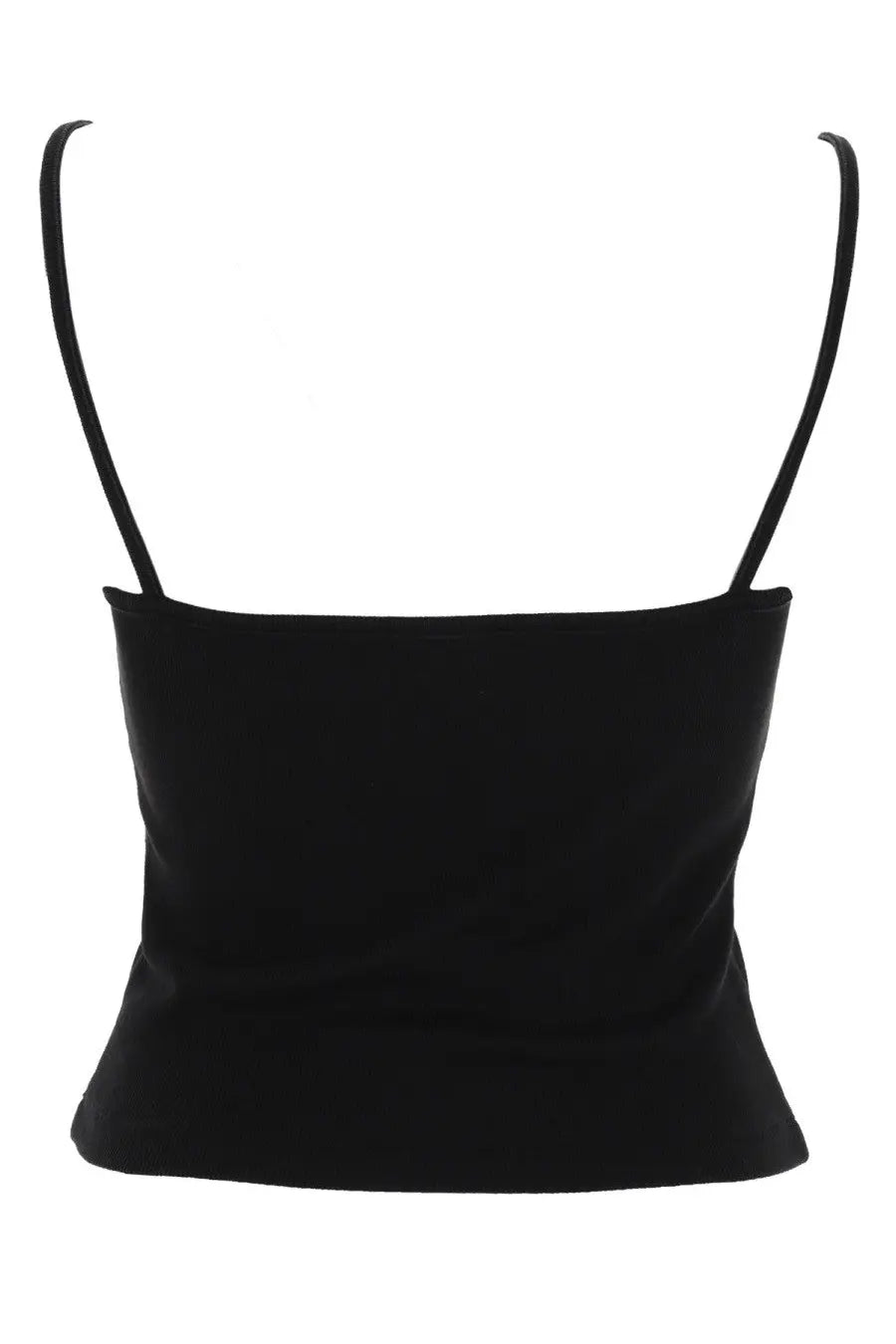 Diesel women’s hupy od top black fitted black spaghetti strap crop top with square neckline and smooth fabric