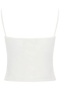Diesel women’s hupy od top white white spaghetti strap crop top made from lightweight cotton fabric for casual wear