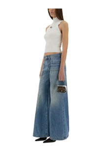 Silver metallic mini handbag with structured rectangular shape and top handle featured with diesel women’s jeans akii oclba blue