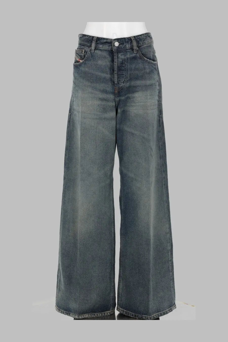 Dark-wash denim wide-leg jeans with high-rise waist and classic stitching details from diesel women’s jeans sire blue collection